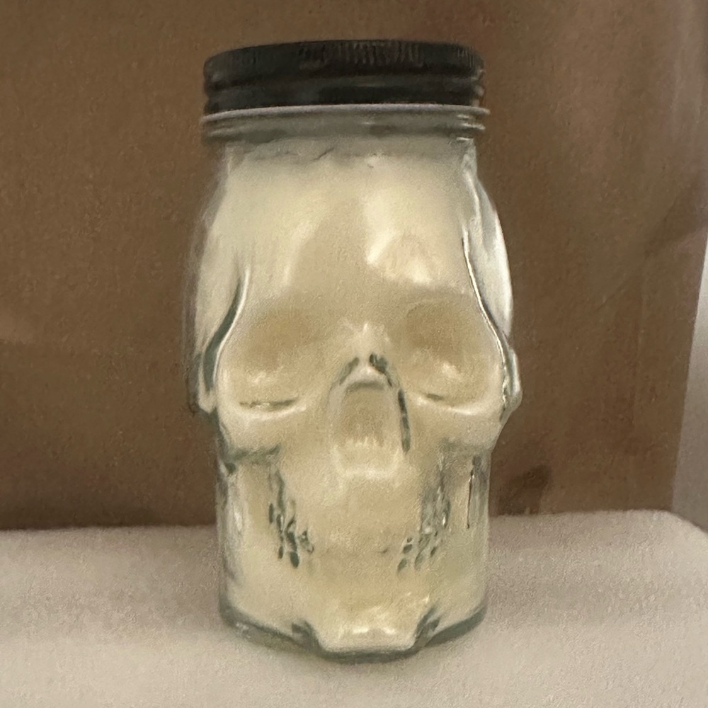 Skull Glass Jar Candle - Cream